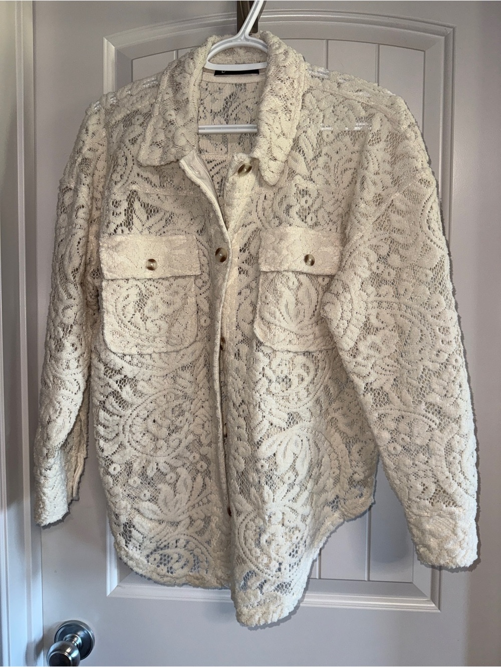 Dex Cream Lace Shacket Jacket